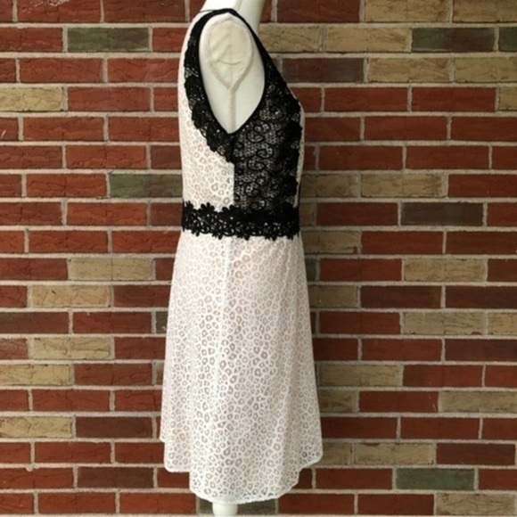 CeCe Floral Lace Sheer Black White Sleeveless Dress 👗 - Picture 3 of 10